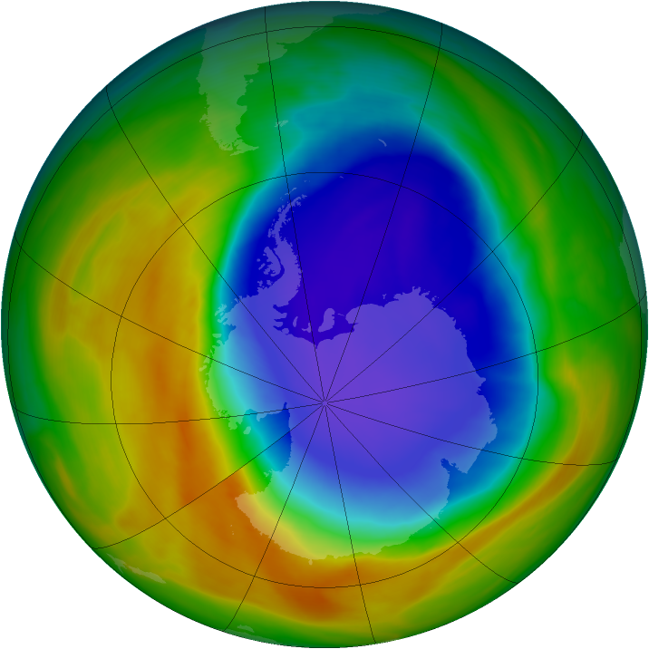 Antarctic ozone map for 20 October 2007